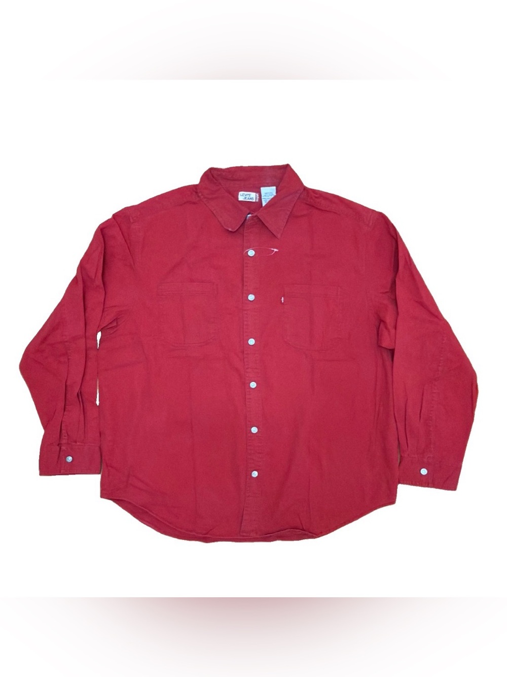 Vintage Levi’s Jeans Red Button Up Shirt Long Sleeve Dual Pockets Men's Size XXL